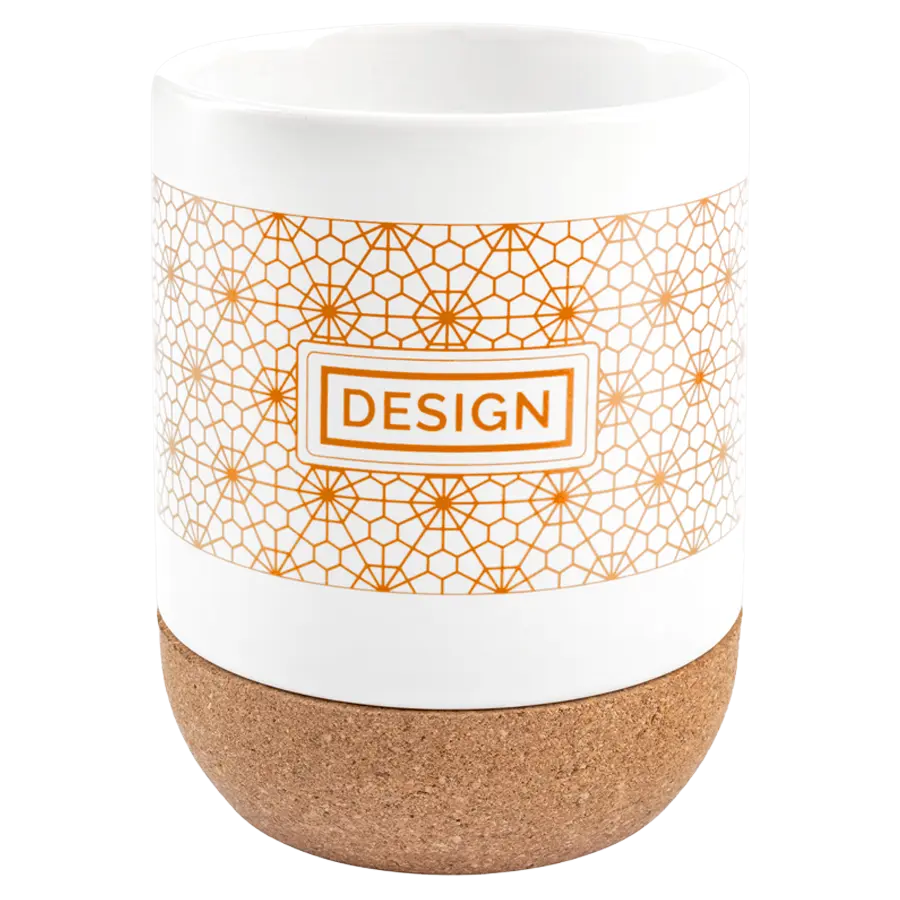 Grosse Keramiktasse mit Korkboden 420 ml bedrucken lassen