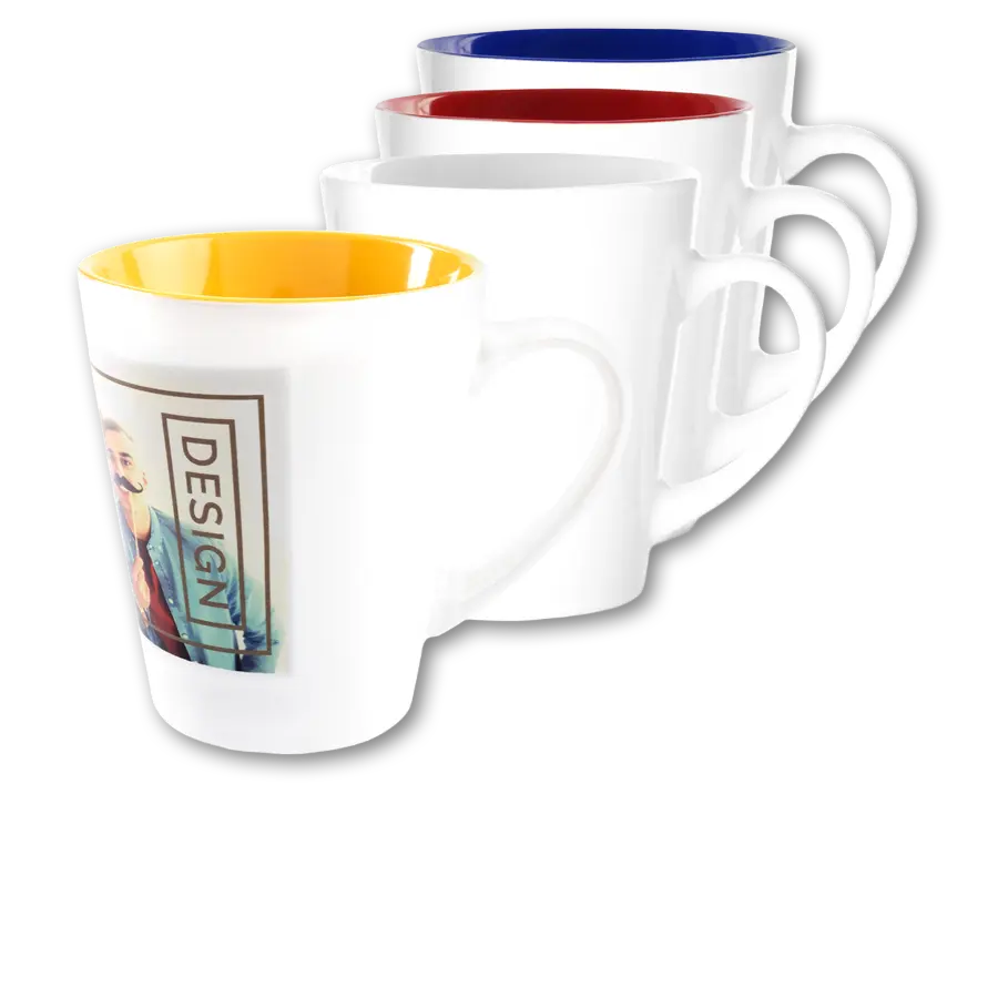 Konische Tasse mit farbiger Innenseite und 350 ml bedrucken lassen