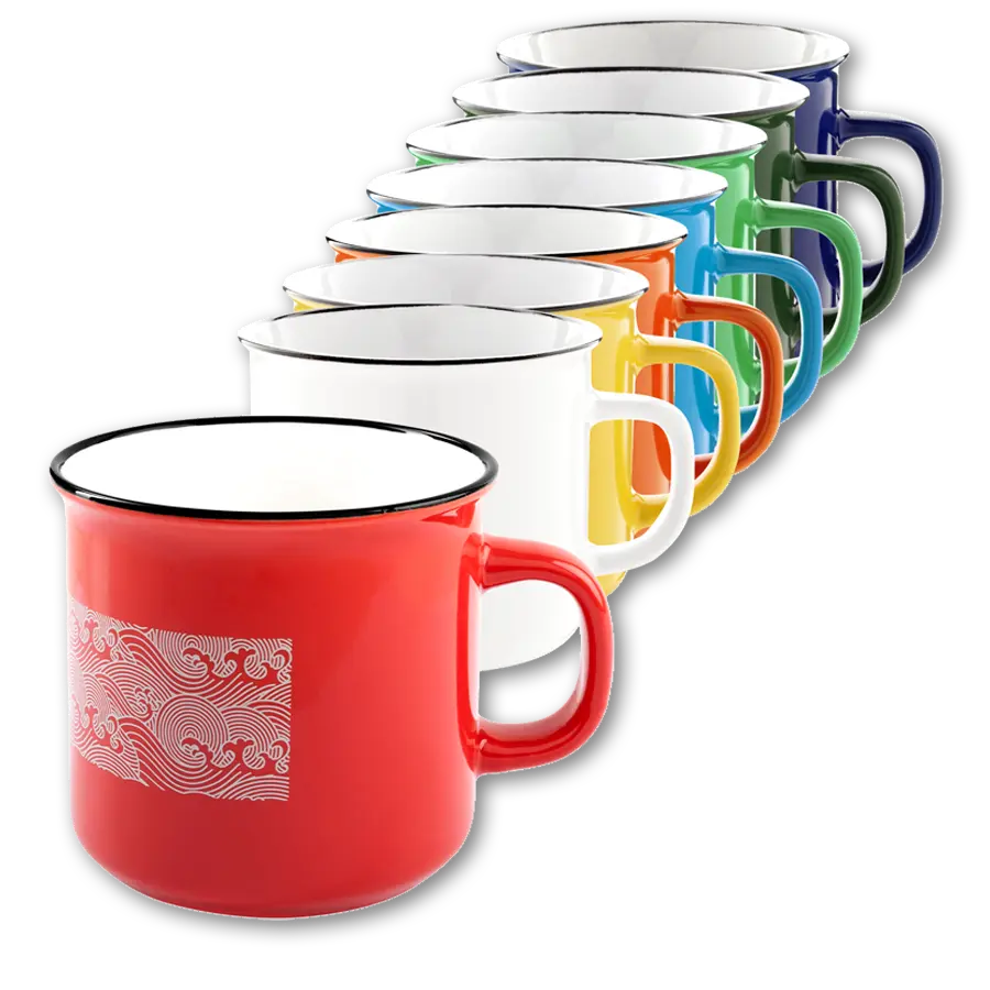 Tassen im Vintagestil, aussen farbig mit 300ml bedrucken lassen