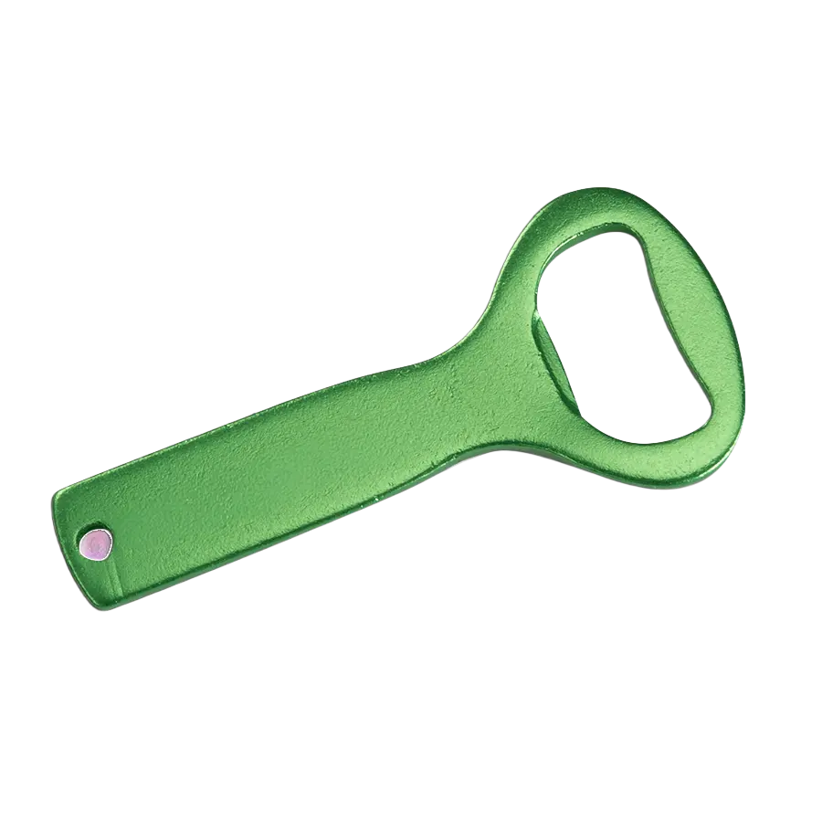 grüner Aluminium-Flaschenöffner gravieren lassen