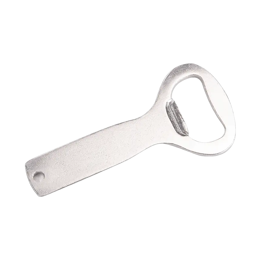 silberner Aluminium-Flaschenöffner gravieren lassen
