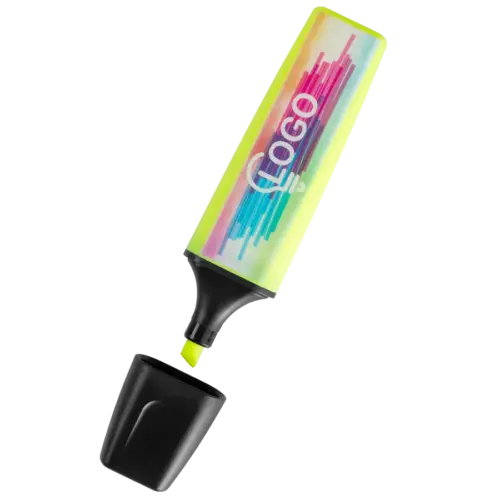 Gelber Textmarker STABILO BOSS mit Logo 4-farbig bedrucken lassen